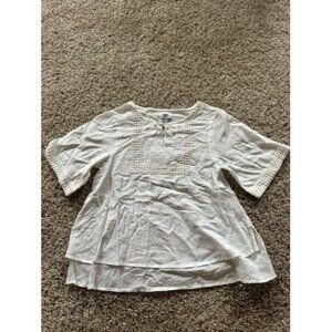 Old Navy Girls Sheer Embroidered Short Sleeve Top Size Large White Costal